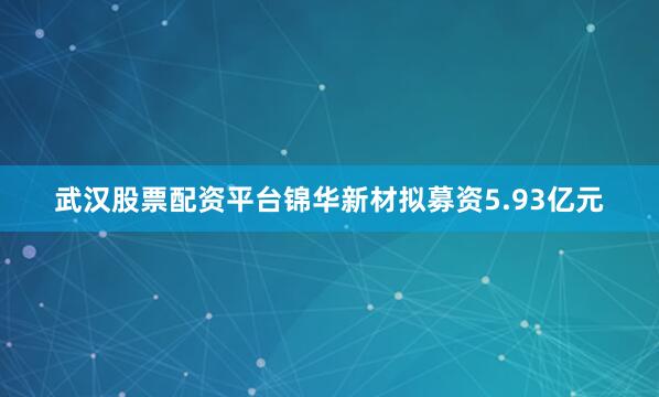武汉股票配资平台锦华新材拟募资5.93亿元